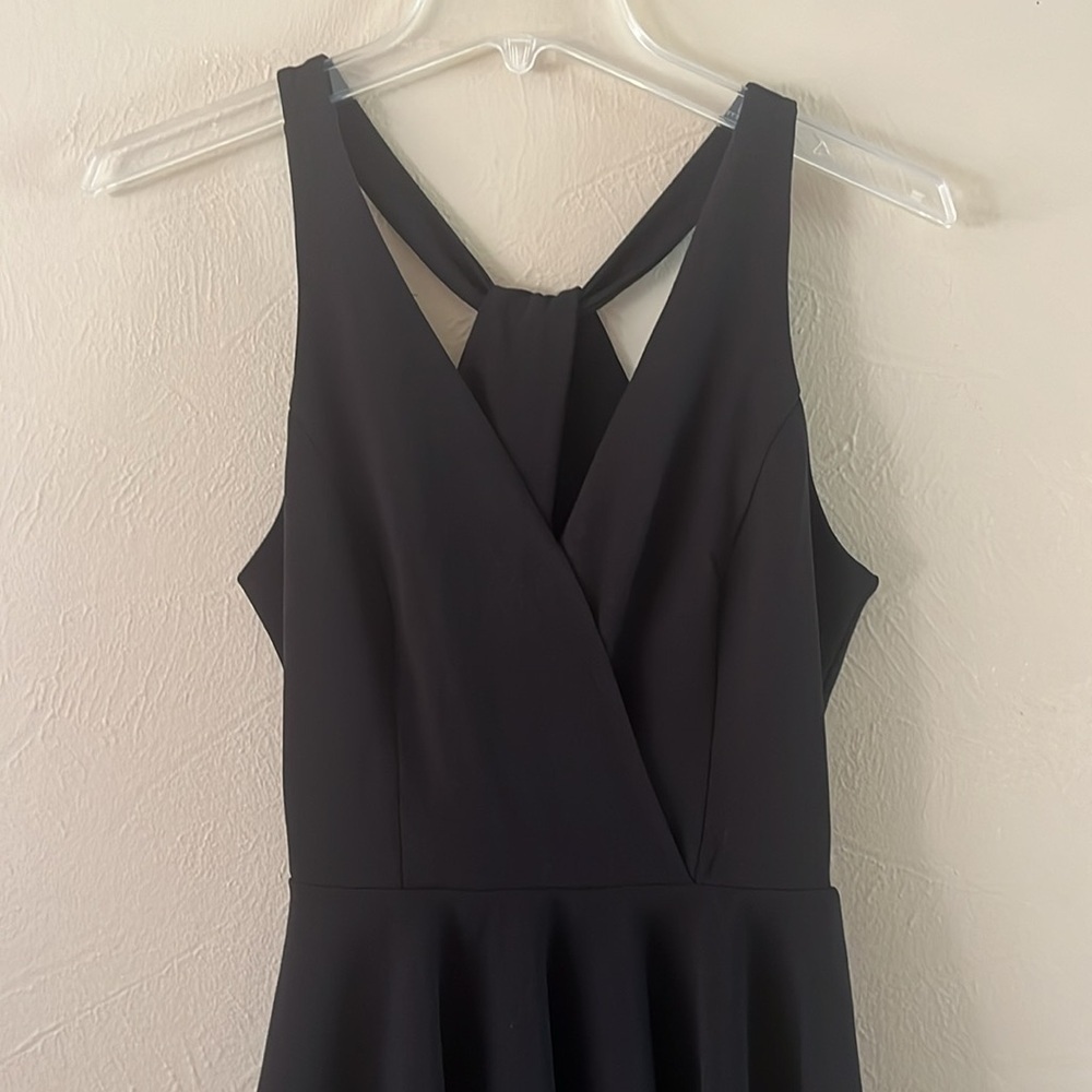 Lulu’s Black Wonder Whirl Twisted Back Skater Dress Size XS Full Skirt Straps - Picture 4 of 15